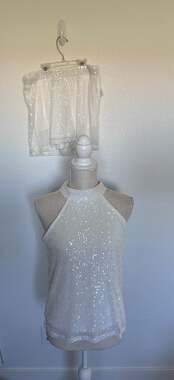 Cable & Gauge White Sequin Matching Set - S
